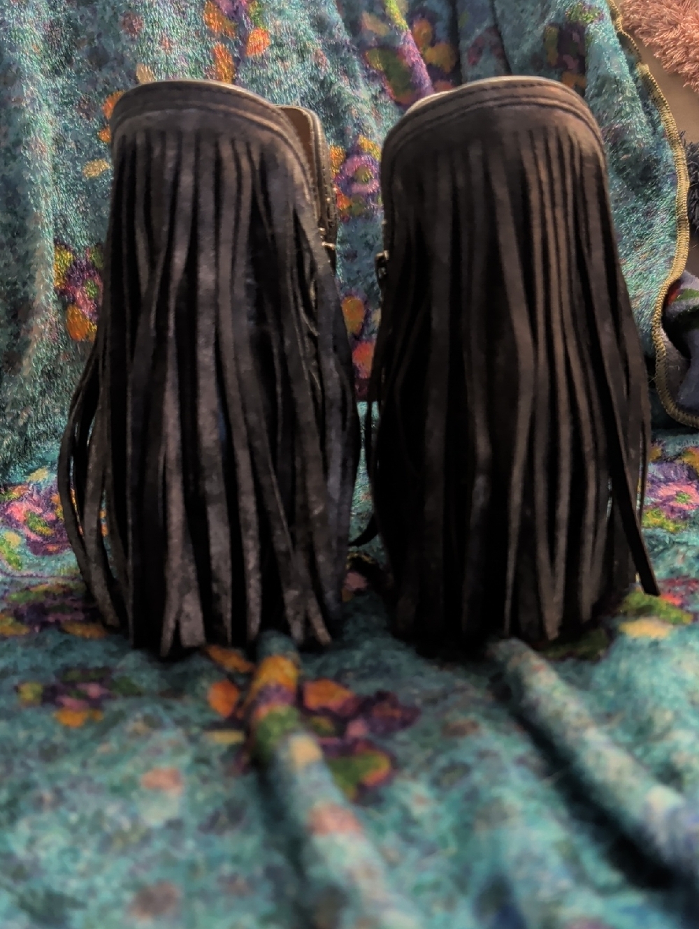 Fringe Western Ankle Boots in Black Size 8 - Picture 6 of 7